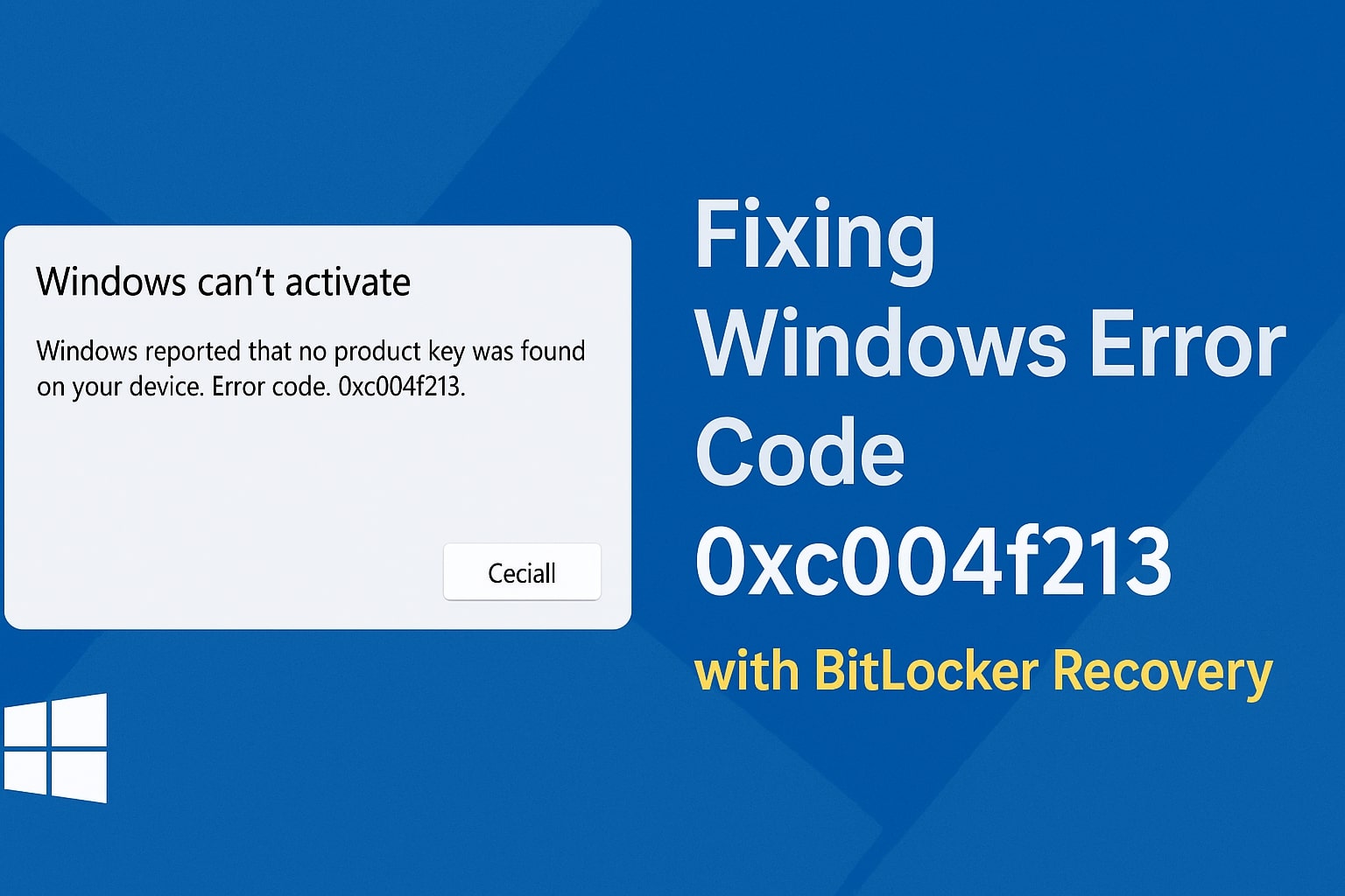 Windows Error Code 0xc004f213 Fixing 
